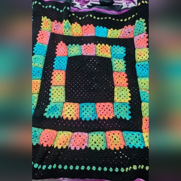 handmade homemade cottagecore Other - 😍 Homemade Colorful 🌈 Crochet 🧶 🧶 Grannysquare Throw Blanket 80" X 80"